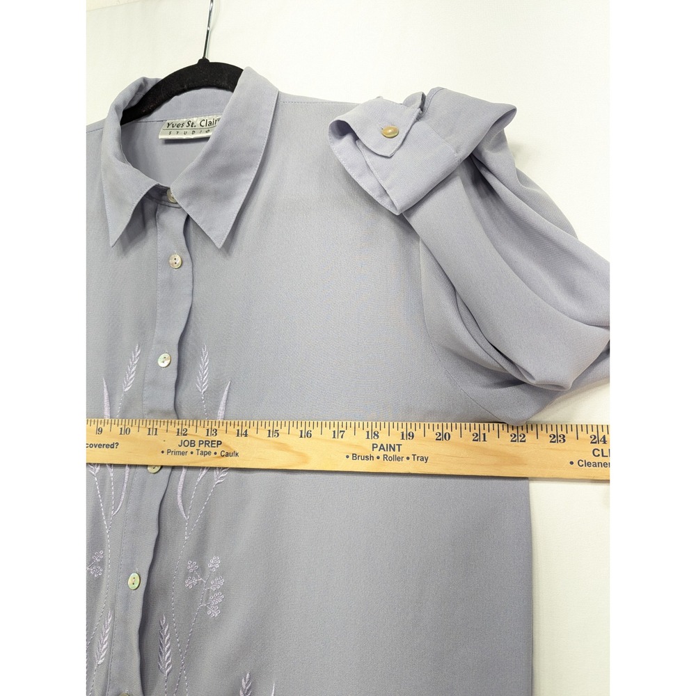 Yves St. Clair Studio Vintage Lavender Embroidered Button Down Blouse Size 16 - Picture 5 of 10